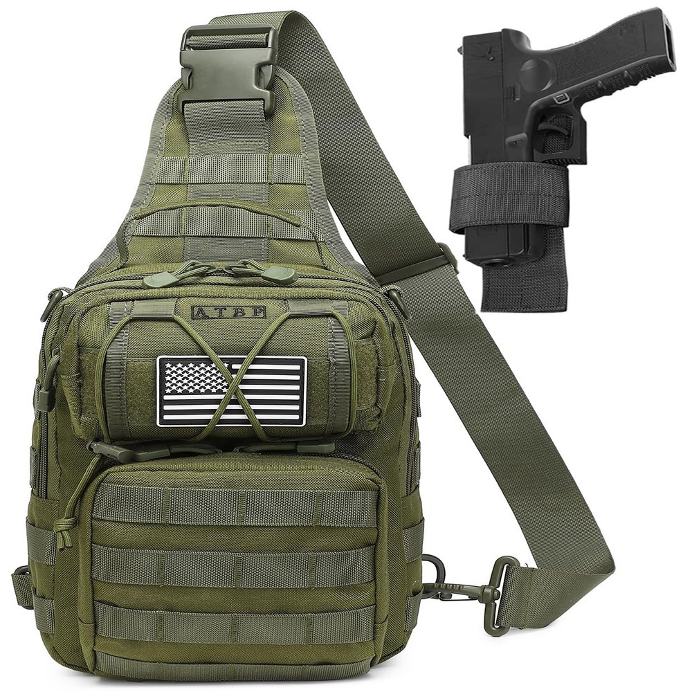 ATBP Tactical Sling Backpack Bag Pack for Men Military One Strap Shoulder Backpack Crossbody Bag With Holster 10 Liters