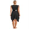 HULIJA Women's V Neck Sleeveless Praise Dance Dresses Irregular Liturgical Worship Dance Costume 03-BK Large view 2