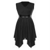 HULIJA Women's V Neck Sleeveless Praise Dance Dresses Irregular Liturgical Worship Dance Costume 03-BK Large view 3