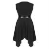 HULIJA Women's V Neck Sleeveless Praise Dance Dresses Irregular Liturgical Worship Dance Costume 03-BK Large view 4