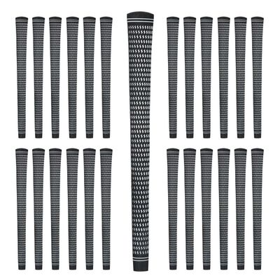 Karma Revolution 360 Jumbo Golf Grips, Set 25 Black/White No Alignment Necessary Easy Installation Velvet Style Rubber Replacement +1/16 Oversize Golf Grips for Men