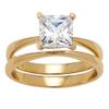 PalmBeach Jewelry Stainless Steel or Yellow Gold Ion-Plated Stainless Steel Princess Cubic Zirconia Solitaire Bridal Ring Set, 1.62 TCW CZ Size 10 view 1