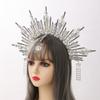 BLESSUME Goddess Gold Spike Halo Crown Headpiece NYLON ZIP TIE Wedding Bride Hair Band Tiara view 3