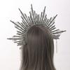 BLESSUME Goddess Gold Spike Halo Crown Headpiece NYLON ZIP TIE Wedding Bride Hair Band Tiara view 4