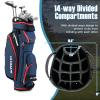 GYMAX Golf Bag, 14 Way Divider Golf Cart Bag with Rain Hood & Cooler Bag, Waterproof Golf Club Bag for Men & Women, Portable Lightweight Golf Bag (Navy) view 2