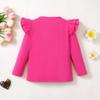 Magic Park 12M-14Y Baby Girl Blouse Toddler Short Long Ruffle T-Shirts Kids Girl Solid Color Tee Casual Tops for Girls (0032Q_Dark Pink, 2-3 Years) view 3