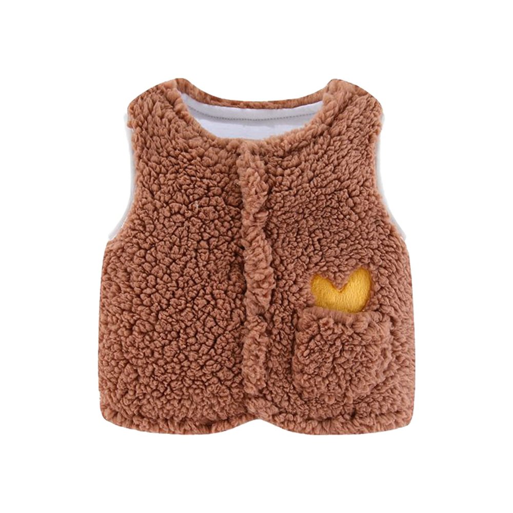 Toddler Baby Girls Boys Warm Vest Coat Fleece Jacket Zipper Warm Jacket Fall Winter Warm Outerwear (Brown, 6-12 Months)