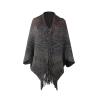 HGps8w Women's Knit Shawl Wrap Batwing Stripes Poncho Open Front Vintage Elegant Fringe Tassel Cape Cardigan Sweater view 1