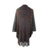 HGps8w Women's Knit Shawl Wrap Batwing Stripes Poncho Open Front Vintage Elegant Fringe Tassel Cape Cardigan Sweater view 4