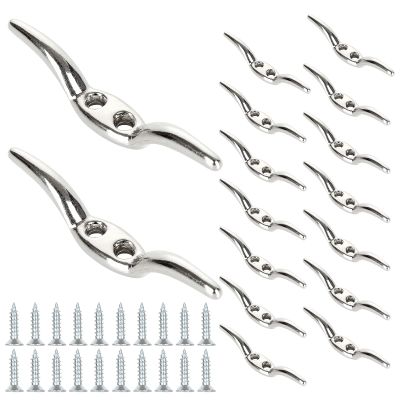 APACALI 16 PCS Metal Rope Cleats Boat Cleat 2-3/5 Inch Boat Flagpole Cleat Hook, Boat Deck Dock Cleats with 32 Mounting Screws for Fixed Rope or Home Decor (Blinds Hook Curtains Sun Shade Ropes)