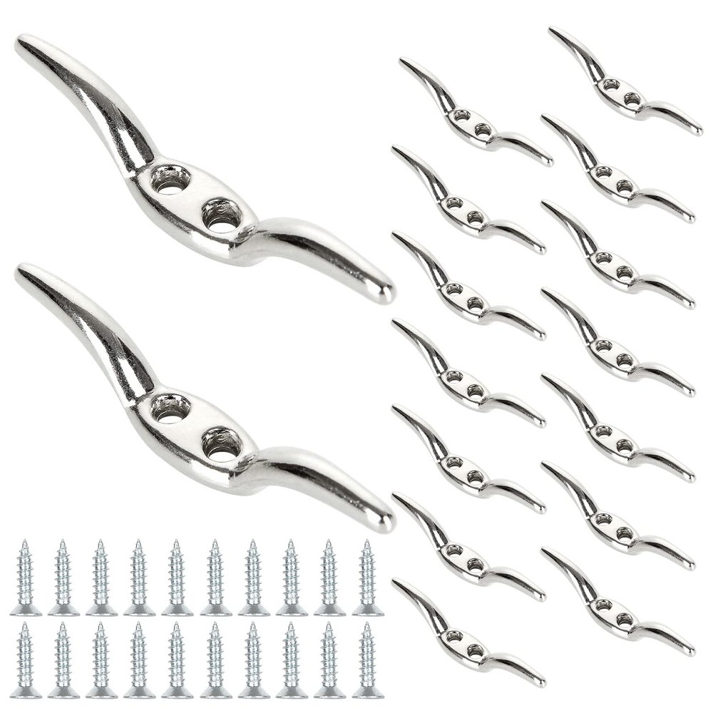 APACALI 16 PCS Metal Rope Cleats Boat Cleat 2-3/5 Inch Boat Flagpole Cleat Hook, Boat Deck Dock Cleats with 32 Mounting Screws for Fixed Rope or Home Decor (Blinds Hook Curtains Sun Shade Ropes)