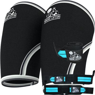 Nordic Lifting Elbow Sleeves Small Bundle with Wrist Wraps 1p - Aqua Blue