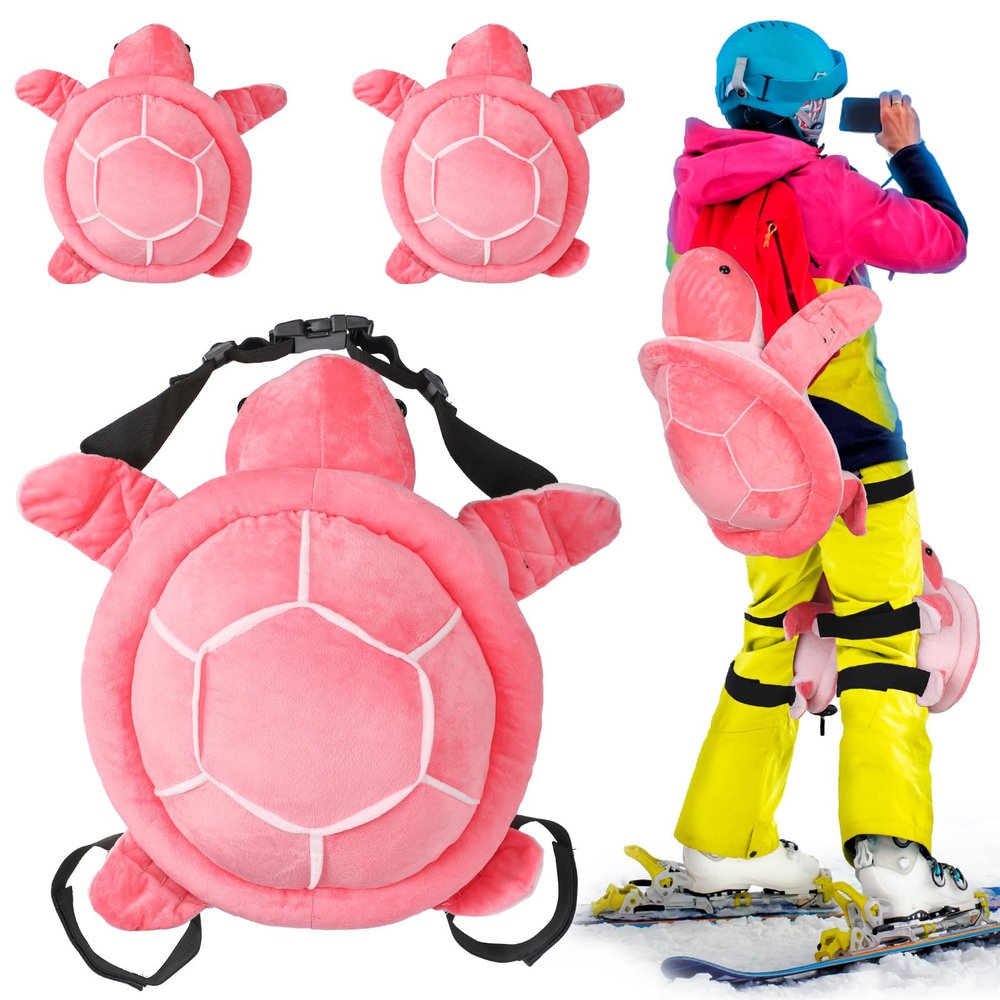 3pcs Turtle Butt Pads for Snowboarding Ski Protective Gear Set Cute Turtle 3D Hip Protectors for Skating Tortoise Cushion Padded Turtle Knee Pad for Kids Adults Skiing Roller Protection (Pink)