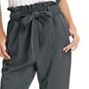 Maiyifu-GJ Women's High Waist Paper Bag Pants Solid Self Tie Belted Pencil Trouser Casual Drawstring Long Pants with Pocket (Dark Grey,Large) view 2