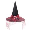 American Trends Halloween Witch Hat for Women Steeple Lace Witch Hat Party Supplies Halloween Costume Accessories Wine Red One Size view 1