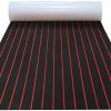 Boat Decking EVA Foam Flooring Sheet, Faux Teak Marine Mat Boat Yacht Carpet, Kayak RV Swimming Pool Non-Slip Flooring Mat, Black with Red Stripes, 6mm Wear-Resistant & Self-Adhesive Pad 95" x 35" view 1