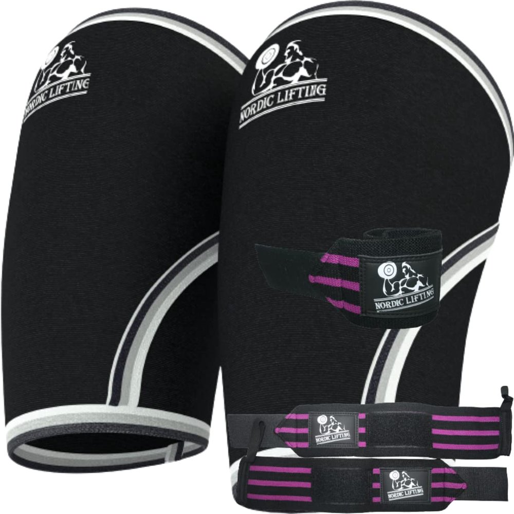 Nordic Lifting Elbow Sleeves Large Bundle with Wrist Wraps 1p - Purple