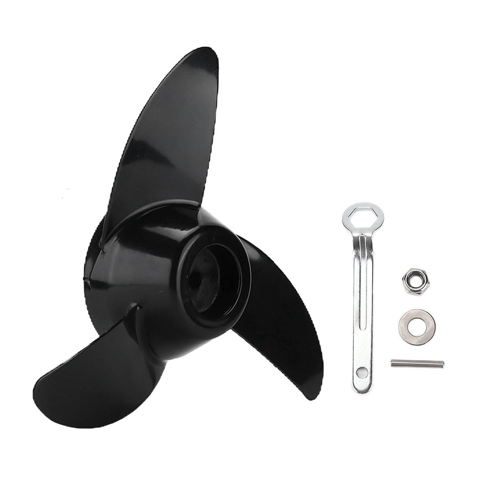 9.6in 3-Blade Marine Propeller Kit Plastic Outboard Propeller Boat Engine Propeller Electric Thruster Trolling Motor Parts for 50lb/60lb/68lb/88lb Outboard,for 12V/24V Motor