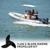 9.6in 3-Blade Marine Propeller Kit Plastic Outboard Propeller Boat Engine Propeller Electric Thruster Trolling Motor Parts for 50lb/60lb/68lb/88lb Outboard,for 12V/24V Motor view 3