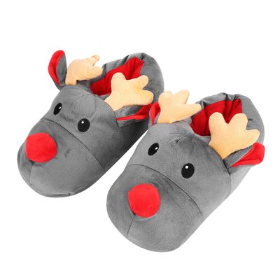 Ibluelover Christmas Deer Fuzzy Slippers Warm Furry Elk Slippers House Shoes Memory Foam Floor Slipper Boots Cute Cotton Plush Slippers