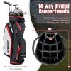 GYMAX Golf Bag, 14 Way Divider Golf Cart Bag with Rain Hood & Cooler Bag, Waterproof Golf Club Bag for Men & Women, Portable Lightweight Golf Bag (Black) view 2
