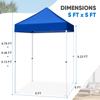 COOS BAY 5x5 Pop up Canopy Tent, Portable Lightweight Sun Shelter with Carry Bag, Outdoor Shade for Beach, Sports, Hiking, Patio, Lawn, and Events, Blue view 3