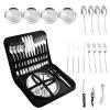 A  HOUSEWARE Camping Silverware Silver Picnic Plates and Utensils Set for 4 Portable Tableware Stainless Steel Dinnerware 20 Pieces With Organizer Bag Reusable Durable view 1