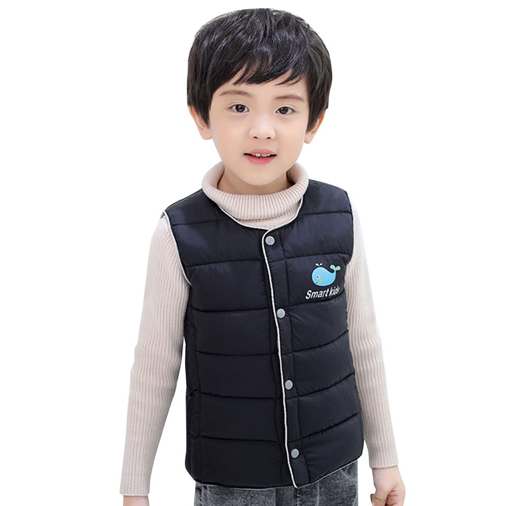 Baby Kids Boys Girls Fuzzy Vest Child Kids Toddler Baby Boys Girls Cute Cartoon Hooded uffer Vest (Black, 2-3 Years)