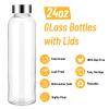 Sursip 24oz Glass Water Bottle Set of 10, Leak Proof Clear glass juice bottle for juicing, Reusable Drinking Bottles with Stainless Steel Lid, Beverage Storage Containers for Refrigerator-BPA Free view 3