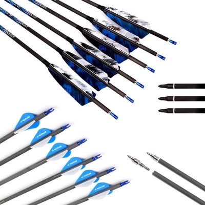 500-Spine Arrow 29-Inch Arrow Target Practice Arrow Hunting Arrow Carbon Arrows Compound Bow Recurve Bow Adult Youth Archery Indoor Outdoor Shooting Bullet Field Tip 12pc Mixed Pack