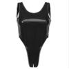 Alvivi Women Sleeveless Latex Catsuit Clubwear High Cut Wetlook Thong PVC Leather Bodysuit Leotard Backless Black X-Large view 4