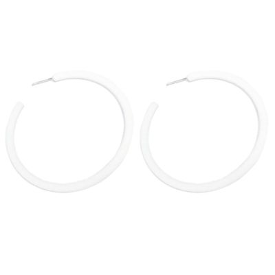 Candy Color Big Hoop Earrings Minimalist Geometric C-Shaped Acrylic Hoop Earrings Multicolor Vintage Earring Party Jewelry for Women-White