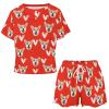 Artsadd Custom Short Pajamas Set With Photo, Women Personalized Lounge Set, Funny Face Printed Sleepwear, Soft Tracksuit Gift(Heart-Red,XXL) view 3