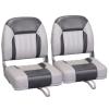 Leader Accessories A Pair of Elite Low/High Back Folding Fishing Boat Seat (2 Seats) (Charcoal/Gray) view 1