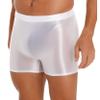 Shinsto Men's Oil Shiny Underwear Breathable Boxer Briefs Mid Rise Candy Color Swim Trunks White Large view 2