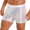 Shinsto Men's Oil Shiny Underwear Breathable Boxer Briefs Mid Rise Candy Color Swim Trunks White Large view 3