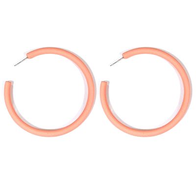 Candy Color Big Hoop Earrings Minimalist Geometric C-Shaped Acrylic Hoop Earrings Multicolor Vintage Earring Party Jewelry for Women-Pink