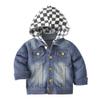 Toddler Denim Jacket Hooded Jean Jacket Girls Jean Jacket Boys' Outerwear Jackets & Coats Little Boys Girls Hooded Zipper Denim Coats Kids Jeans Jacket Outerwear Tops White Plaid Blue 6-12 Months view 1
