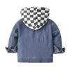Toddler Denim Jacket Hooded Jean Jacket Girls Jean Jacket Boys' Outerwear Jackets & Coats Little Boys Girls Hooded Zipper Denim Coats Kids Jeans Jacket Outerwear Tops White Plaid Blue 6-12 Months view 2