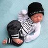 Hopiumy Newborn Baby Boy Girl Clothes Hello World Print Long Sleeve Romper+Long Pants+Hat 3Pcs Outfits Set (Black C,18-24 Months) view 3