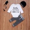 Hopiumy Newborn Baby Boy Girl Clothes Hello World Print Long Sleeve Romper+Long Pants+Hat 3Pcs Outfits Set (Black C,18-24 Months) view 4