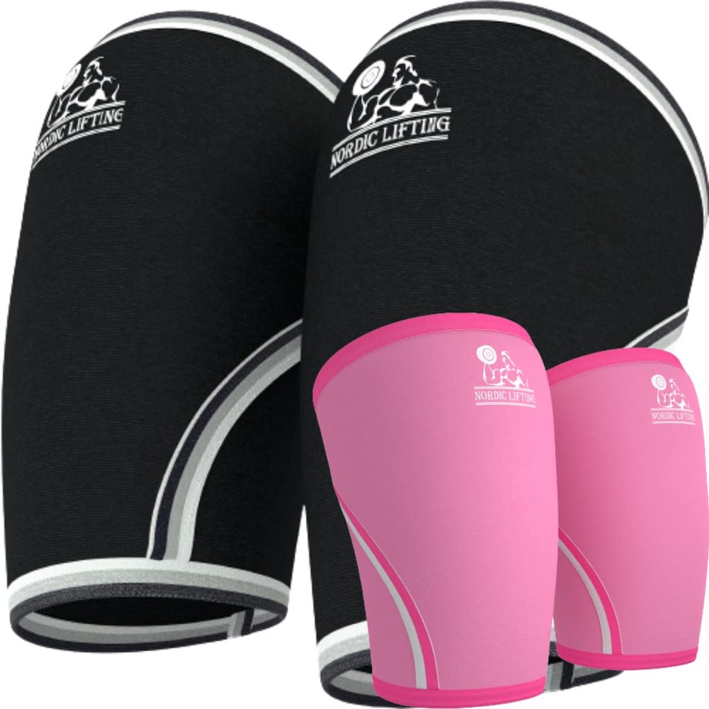 Nordic Lifting Elbow Sleeves Medium Bundle with Knee Sleeves Medium - Pink