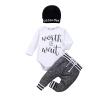 Hopiumy Newborn Baby Boy Girl Clothes Hello World Print Long Sleeve Romper+Long Pants+Hat 3Pcs Outfits Set (Black B,18-24 Months) view 1