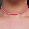 Aularso Boho Beaded Choker Necklace Colorful Short Necklaces Chain Seed Bead Necklace Summer Necklaces Jewelry for Women (Pink) view 2