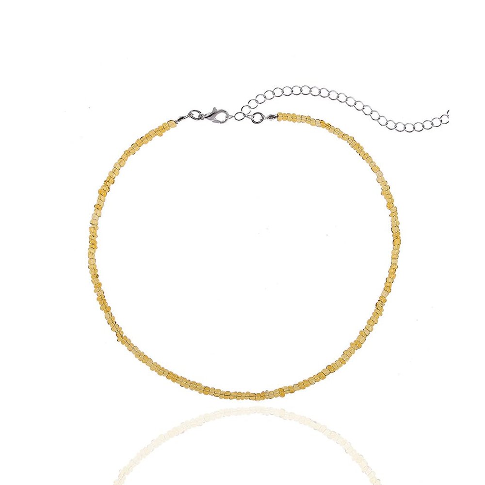 Aularso Boho Beaded Choker Necklace Colorful Short Necklaces Chain Seed Bead Necklace Summer Necklaces Jewelry for Women (Gold)