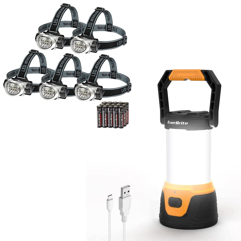 EverBrite 5-Pack LED Headlamp and LED Camping Lantern