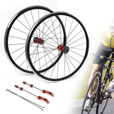 700C Road Bicycle Wheel, Front & Rear Bike Wheelset Double Wall Aluminium Alloy Rims C/V Brake Clincher Compatible with 7/8/ 9/10/ 11/12 Speed Shimano Altus Wheels,Quick Release,20/24 Spokes