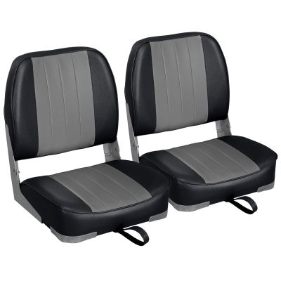 Leader Accessories A Pair of Low Back Folding Fishing Boat Seat (2 Seats) (Black/Charcoal)