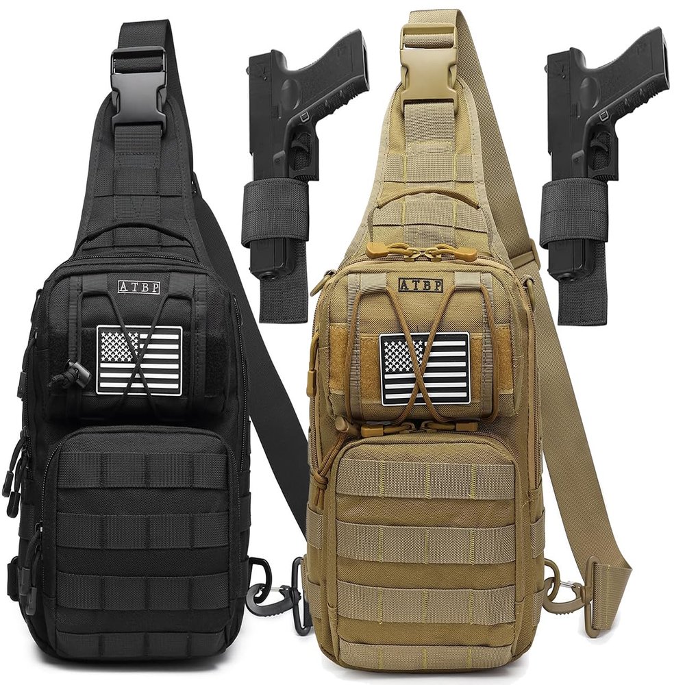 ATBP Tactical Sling Backpack Bag Pack for Men Military One Strap Shoulder Backpack Crossbody Bag With Holster 10 Liters