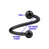 2Pcs Titanium G23 Black Anodized 16 gauge 3/8 10mm Piercing Spiral Jewelry Cartilage Tragus Helix Lip 3mm Ball M11367 view 2